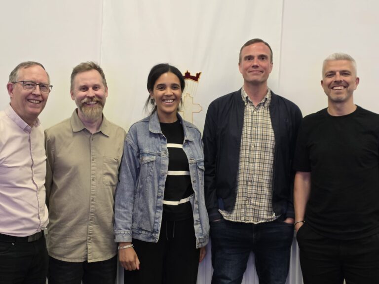 Together for the Harvest chairman John Manwell with Ben Jeffery, Unity events co-ordinator Kate Butt, Gavin Calver and Peter Lynas of the Evangelical Alliance